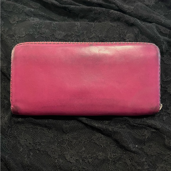 ✨Loewe✨ Vintage Nappa Leather Zip Around Long Anagram Wallet Fuchsia Purple Pink - Picture 5 of 17